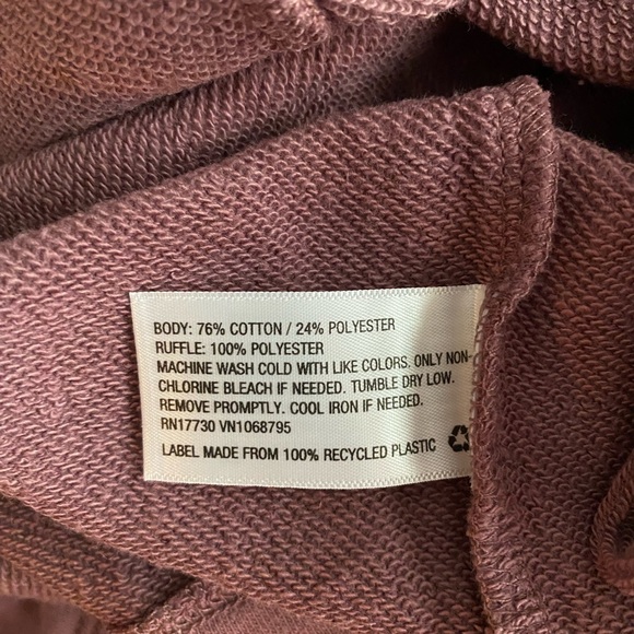 A New Day Ruffle Sweatshirt, Mauve NWT, Small, XXL & 4X, ruffle sleeves & chest - Picture 5 of 6